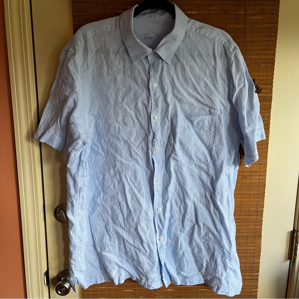 Tasso Elba Blue Linen Button Down Shirt